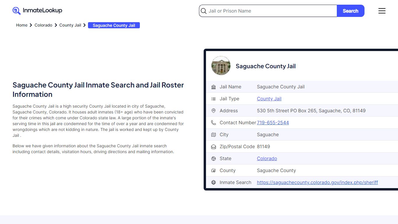 Saguache County Jail (CO) Inmate Search Colorado - Inmate Lookup