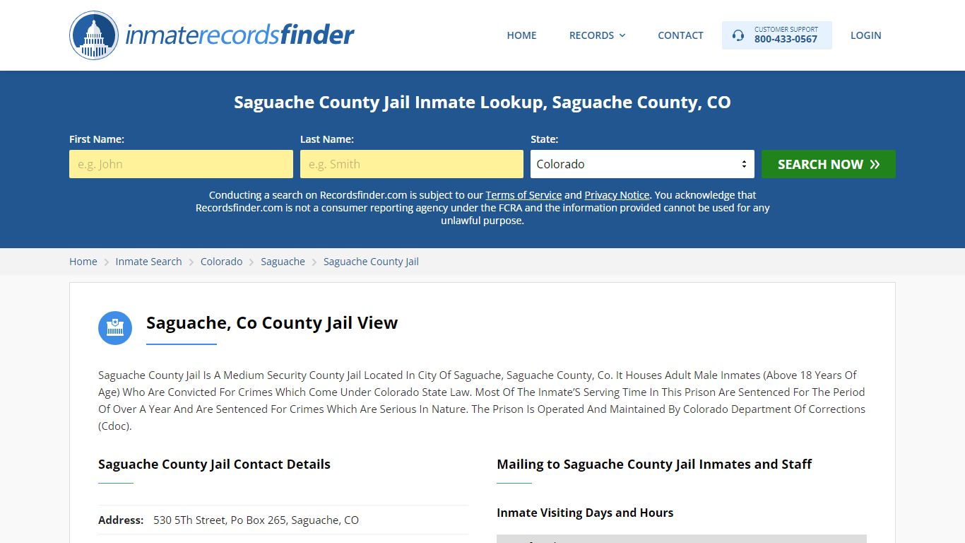 Saguache County Jail Inmate Lookup, Saguache County, CO - Recordsfinder.com
